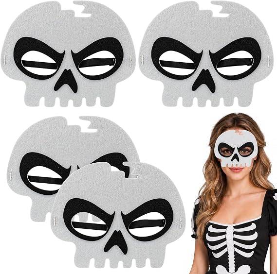 Skull Mask, Skeleton Face Mask for Halloween Cosplay Costume, Felt Mask