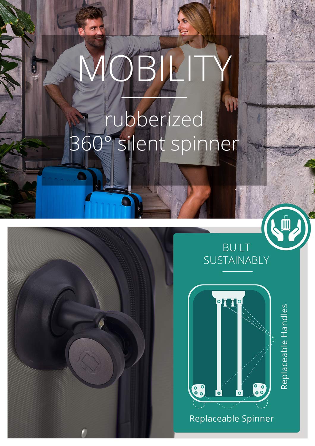HAUPTSTADTKOFFER - Spree - Maleta rígida, Trolley expandible, Equipaje de Viaje, 4 Ruedas Dobles, TSA, 65 cm, 74 litros, Champán — view 167
