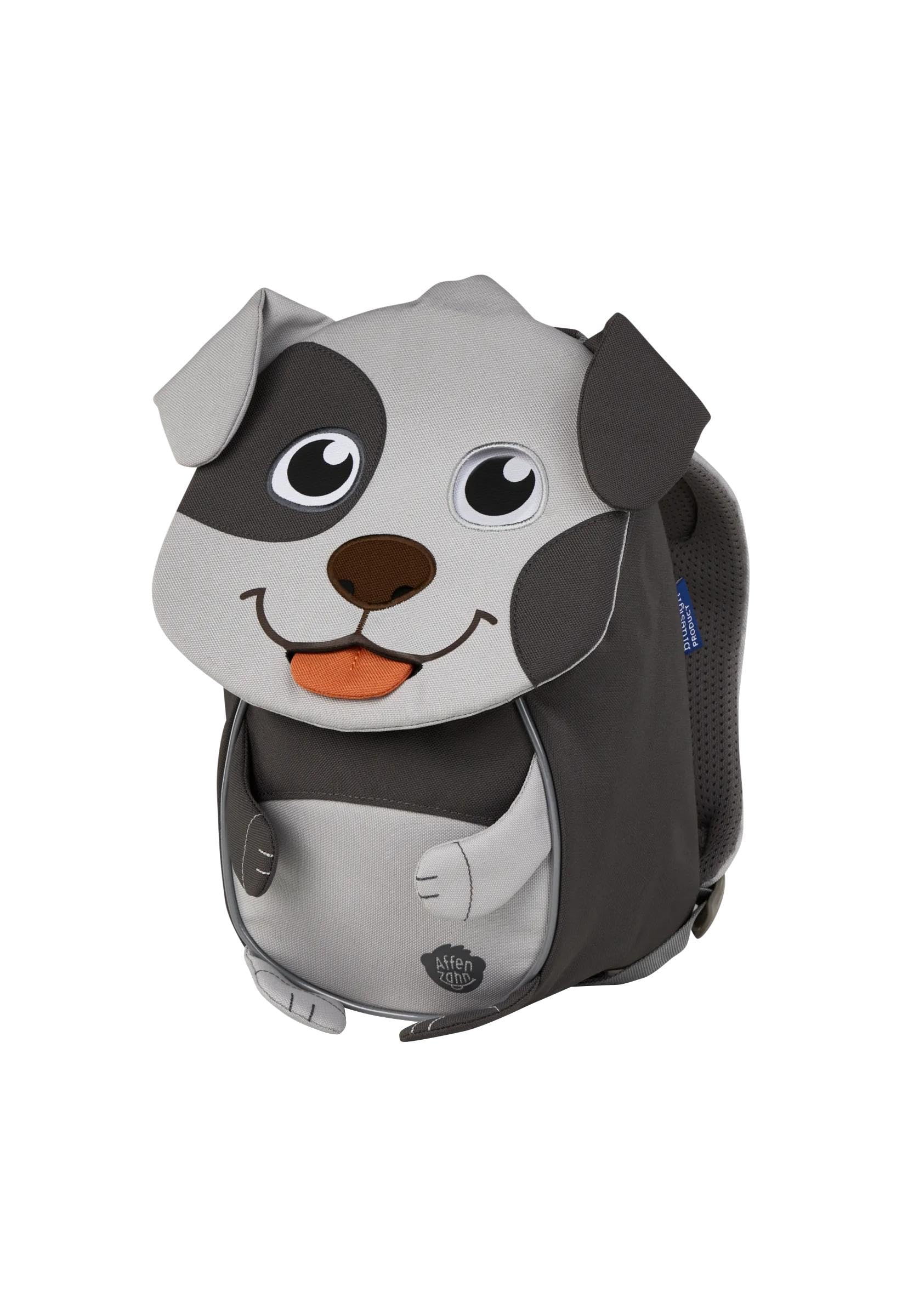Affenzahn zaino per bambini Amico Piccolo Cane - Grigio | Ergonomico per bambini da 1 a 3 anni con dettagli riflettenti, linguetta e targhetta per il nome per l'asilo