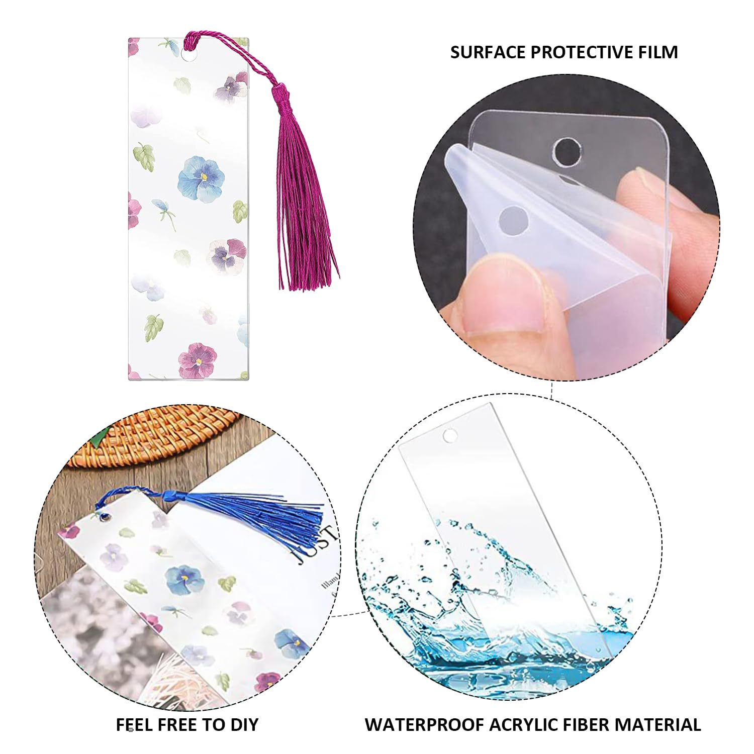 30 Stück Acryl Lesezeichen Zum Selbstgestalten - Mit Bunten Quasten Für Kreative Bastelprojekte