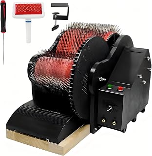 Máquina de cardado eléctrica de lana con velocidad ajustable y función de marcha atrás para manualidades y proyectos de spinning