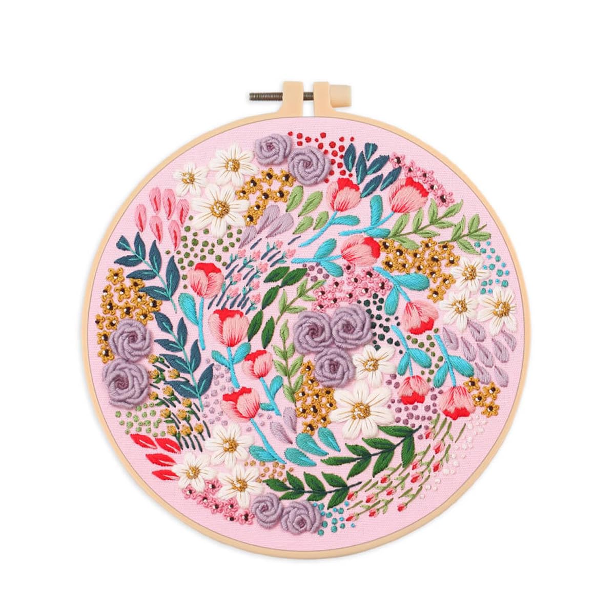 LOTGET Embroidery kit with Patterns and Instructions for Beginners Cross Stitch Kits for Adults, Including Plastic Embroidery Rings, Colored Threads and Needles Tools (Style 5)