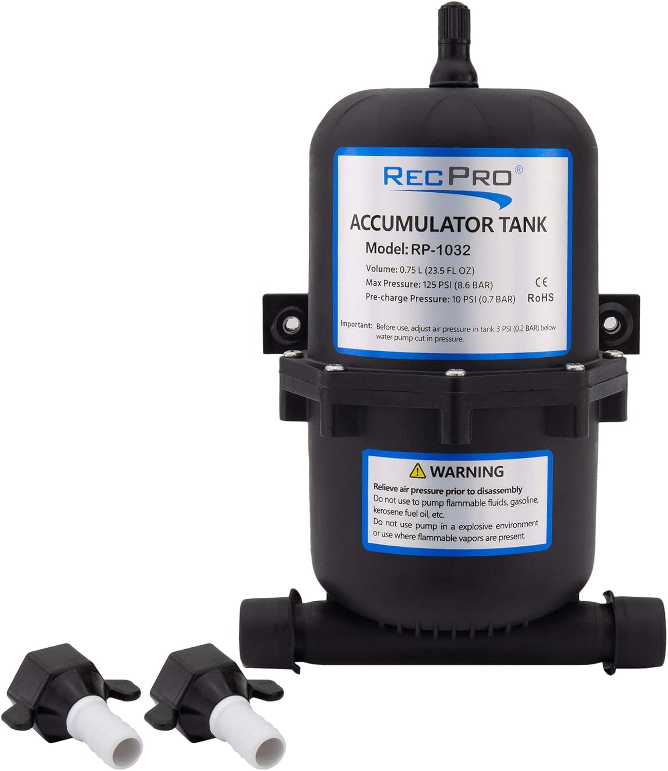 RecPro RV Accumulator Tank with Barbed Fittings