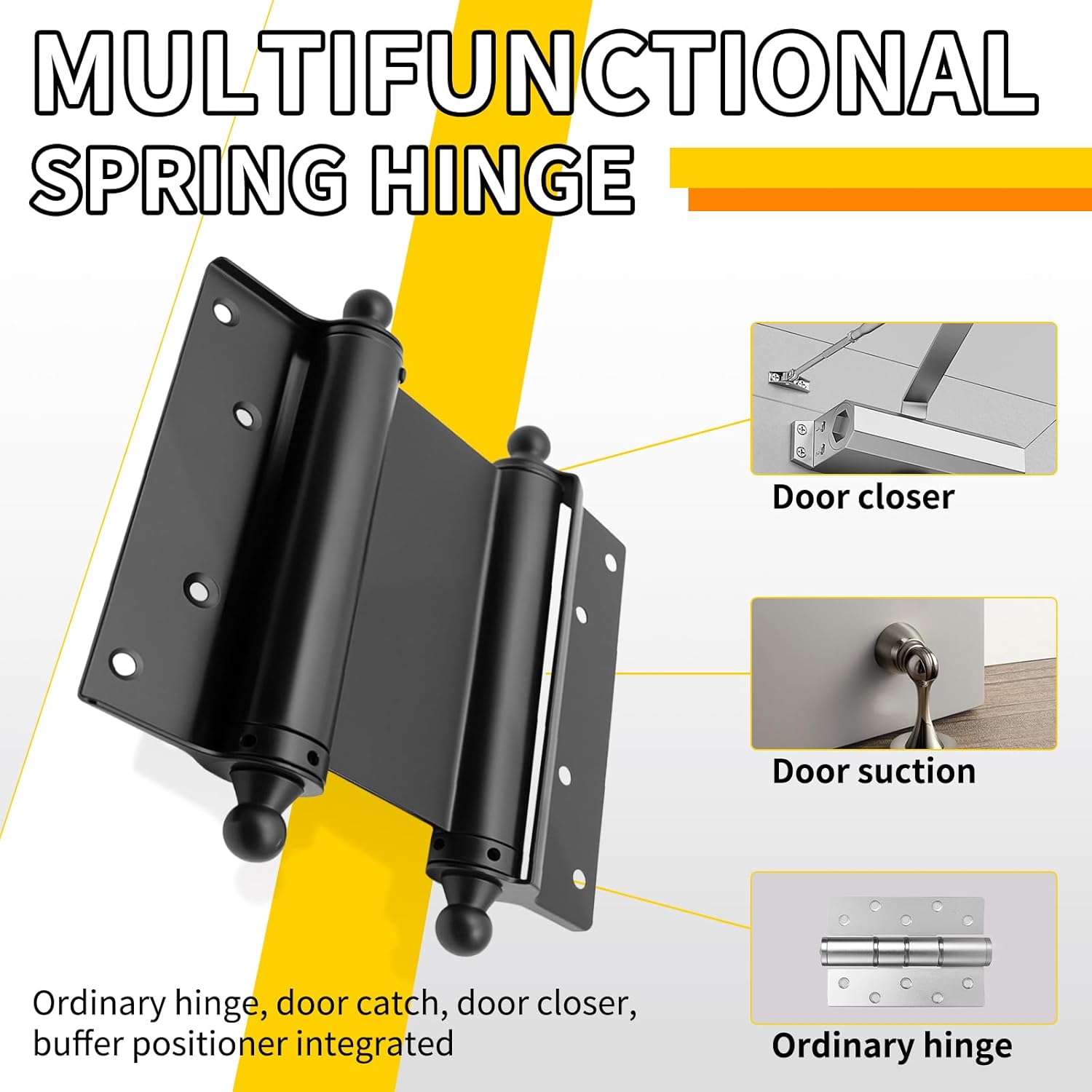 4" Double Action Spring Hinges, 4 Pack Self Closing Door Hinges for Indoor/Outdoor Saloon Cafe Pub Swinging Doors, Cold Rolled Steel, Including Pins and Screws