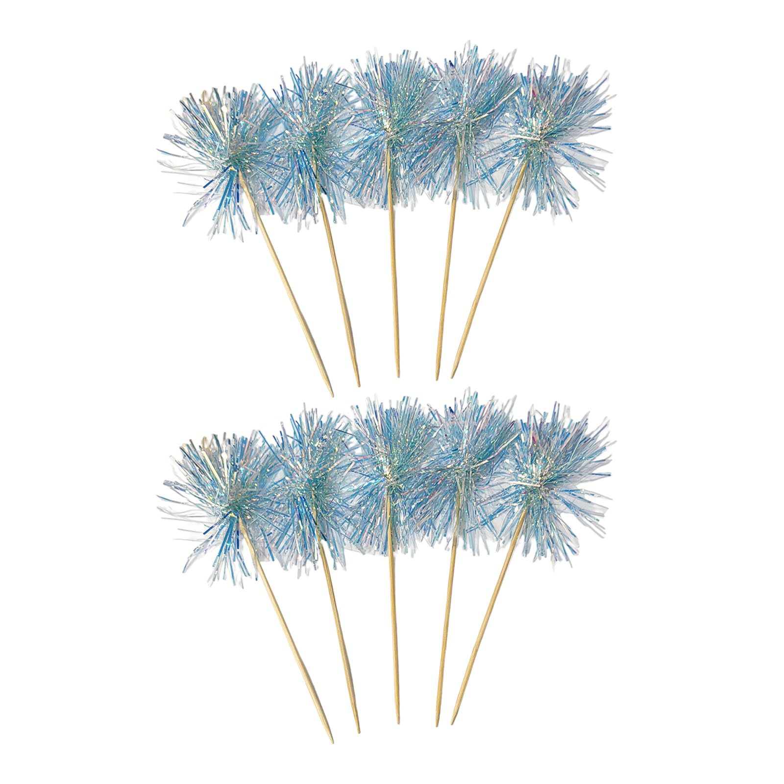 Kalttoy Blue 10Pcs Wooden Cake Top Decoration With Colorful Tinsel Embellishments For Birthday Wedding Anniversary Craft Project Wedding Cake Rainbows