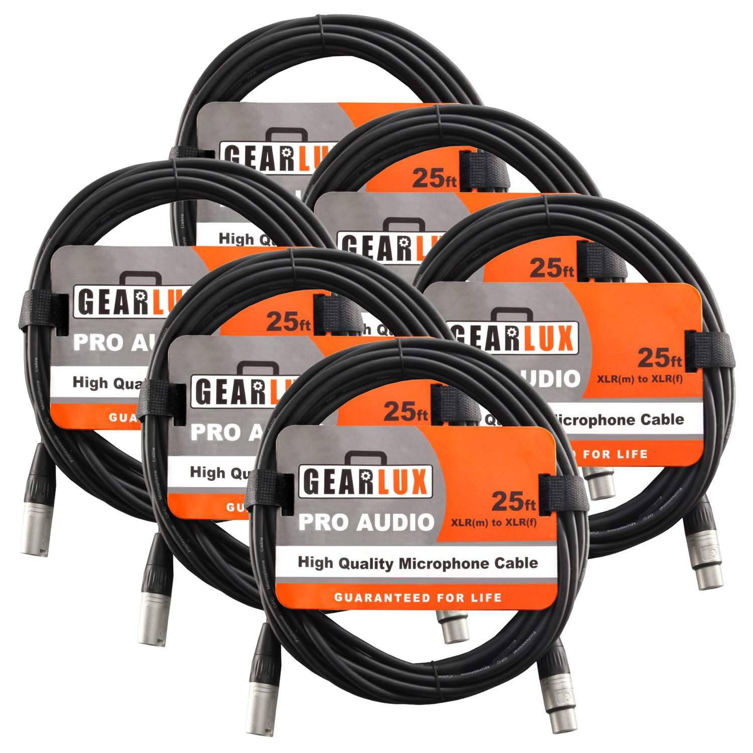 Gearlux 7,6 m câble micro XLR mâle vers femelle Packs – 6-Pack