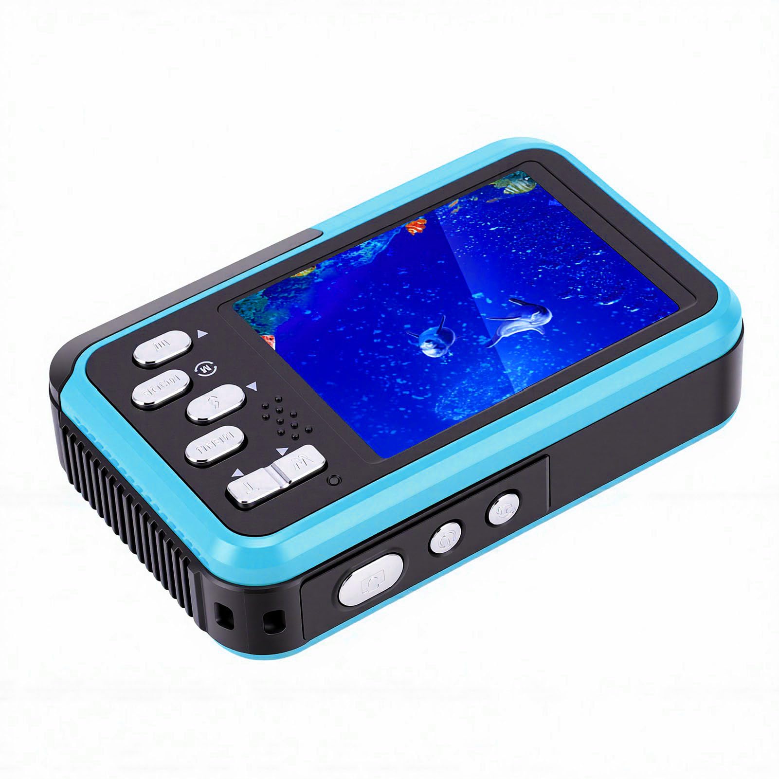 Tosuny Caméra sous-Marine 5K Double écran 48MP, Appareil Photo Numérique avec Mise au Point Automatique et Dragonne Flottante, 11,5 Pieds pour la Plongée en Apnée (Blue)