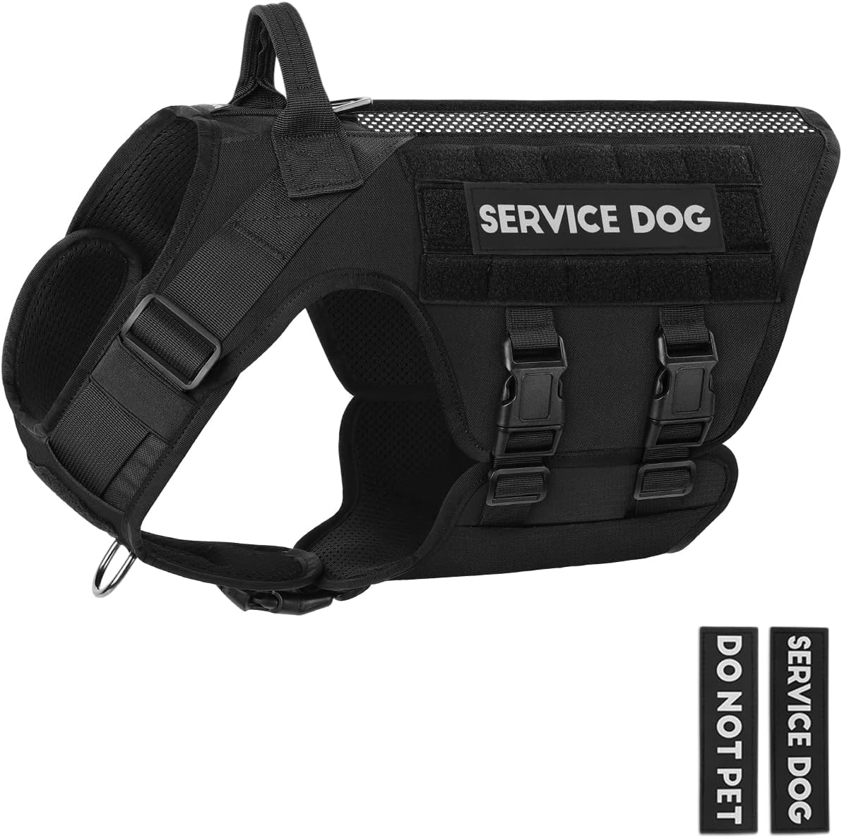 Tactical Dog Harness PETNANNY Service Dog Vest Mesh Dog Harness for Large Dogs No