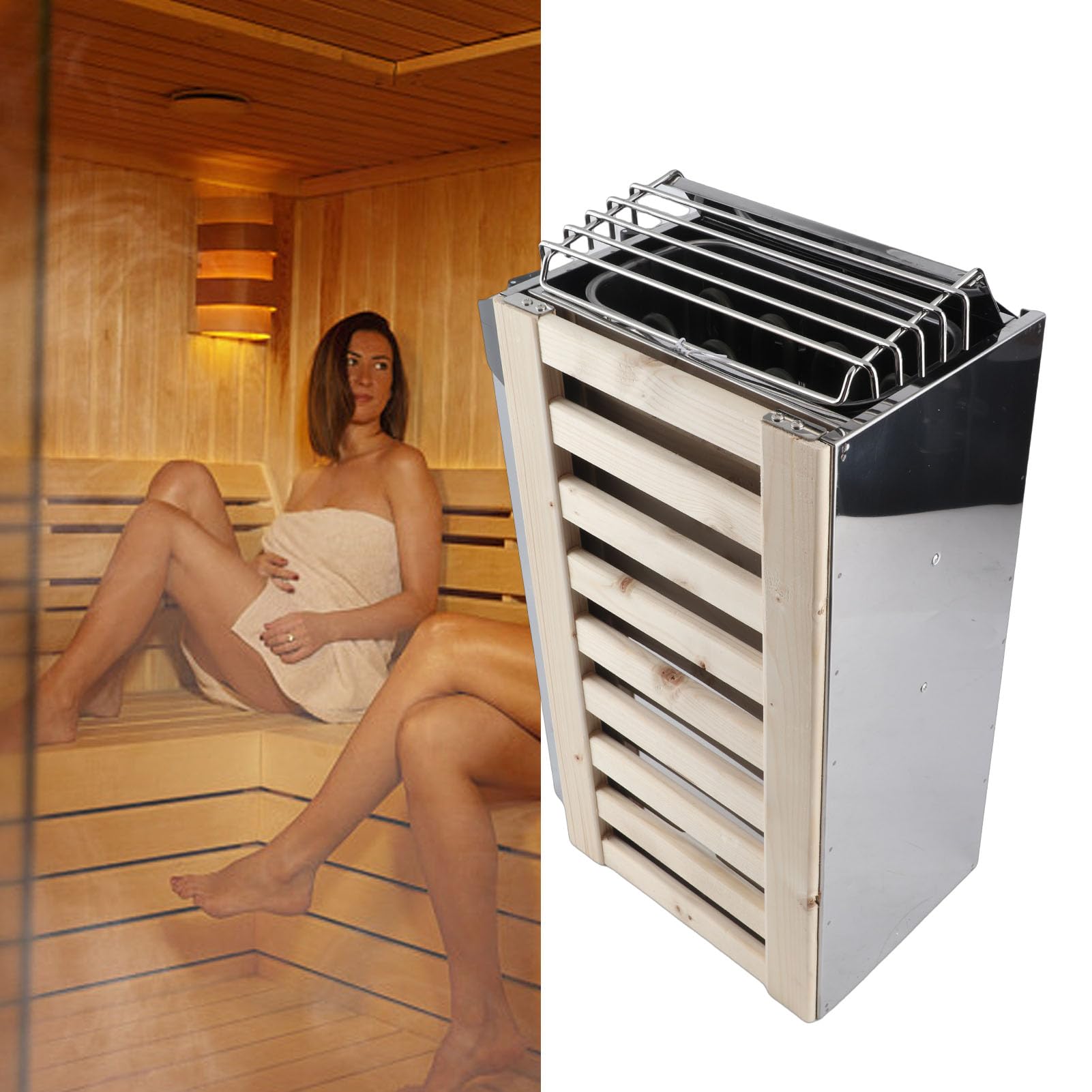 Piec do Sauny, Kontrola Wewnętrzna 3,6 KW, Regulacja Temperatury, Elektryczny Piec do Sauny ze Stali Nierdzewnej, Piec do Sauny Mokrej i Suchej, do Domowego Hotelu Spa, do łaźni
