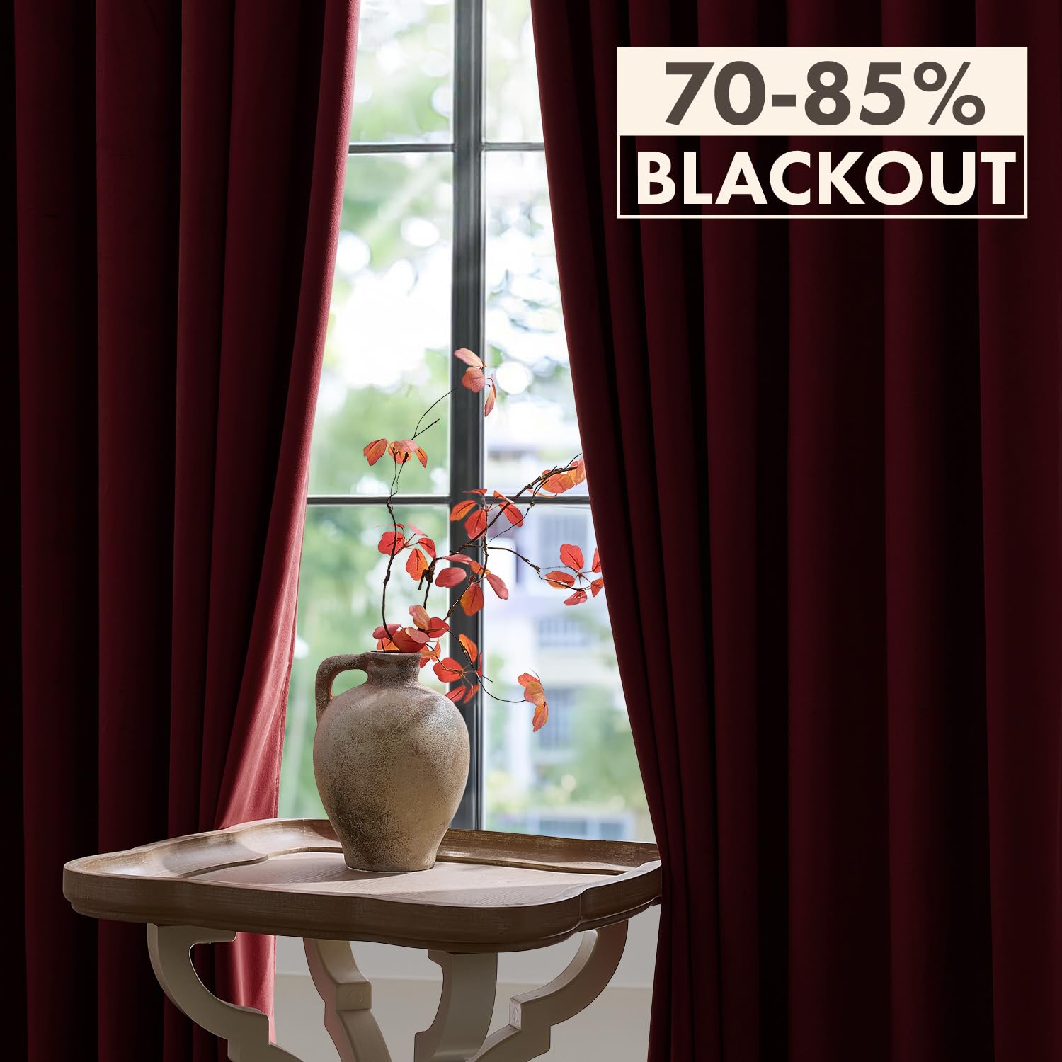 Woaboy Tenda in Velluto con Nastro Arricciato 140x280 cm Rosso Vino | Tende in Velluto Oscuranti Set da 2, Belle, Spesse e Pesanti Soggiorno Camera da Letto Oscuramento Tenda Termica