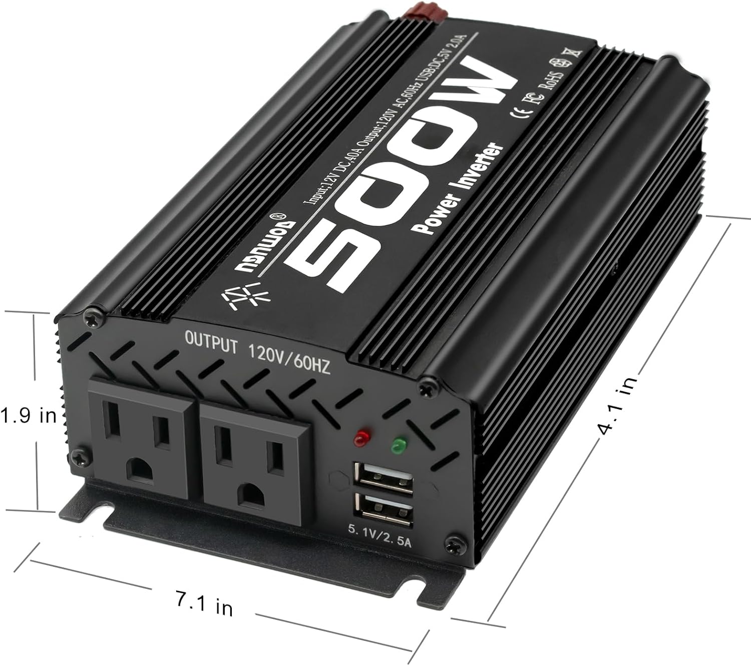 500 Watt Modified Wave Power Inverter Car Inverter Rate 500W / Peak 1000W DC12V to AC 110V RV Inverter for Camping Charging DC to AC Vehicle Power Inverter - Black