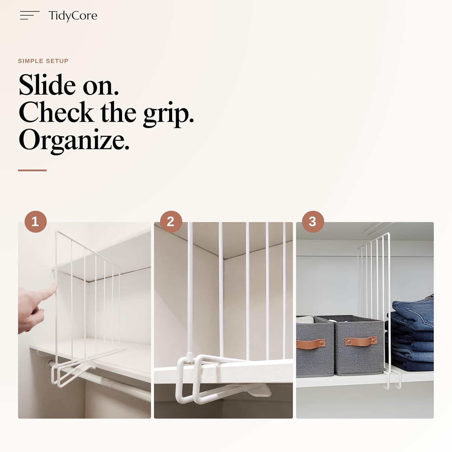 Closet Shelf Dividers, Set of 4 Heavy Duty Iron Shelf Organizer