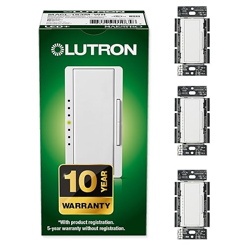 Vista 22 de Lutron - Interruptor de atenuación Maestro LED+ para bombillas LED regulables, halógenas e incandescentes, 150 W/un solo polo o multiubicación