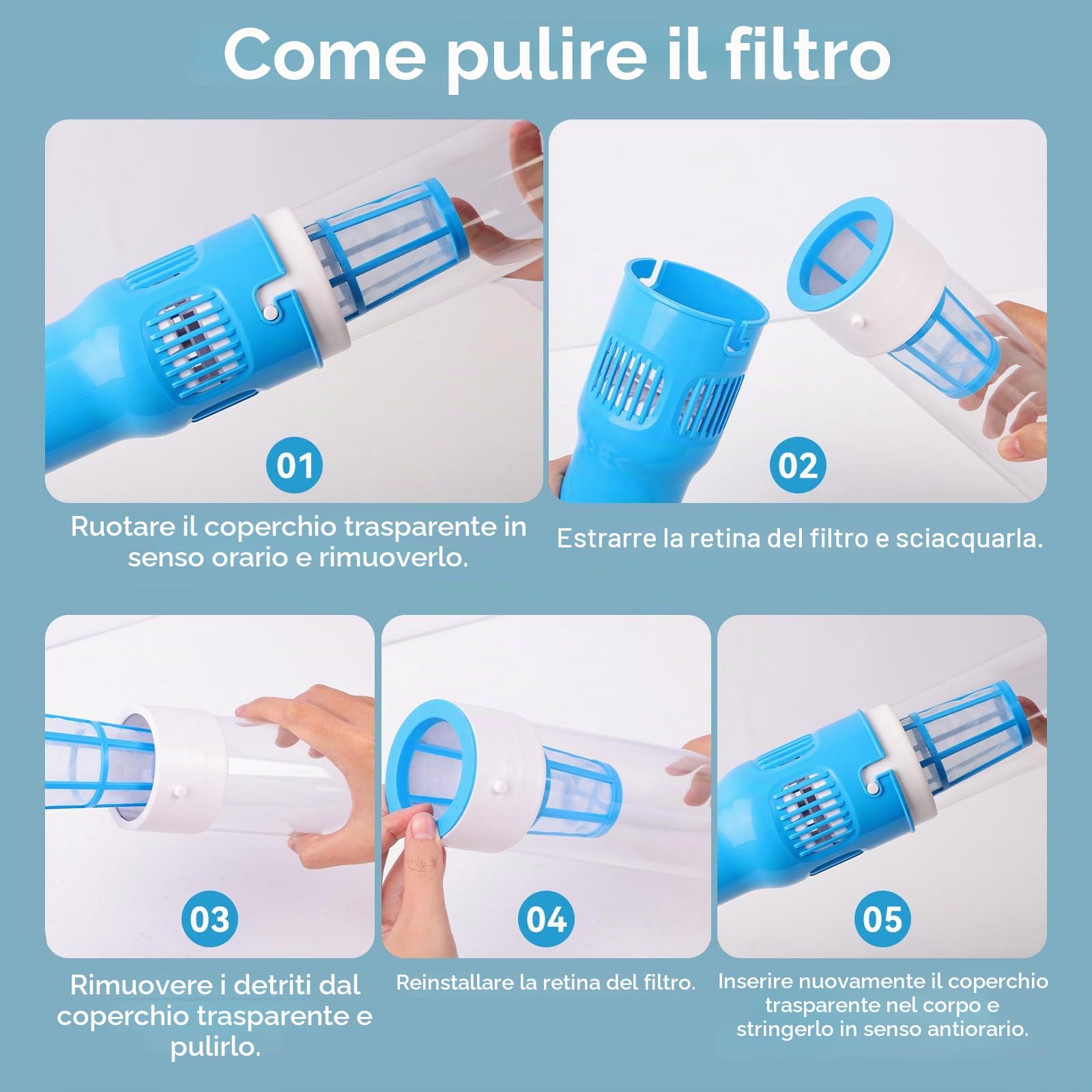 Aspirapolvere per piscina senza fili, pulitore manuale per piscina con autonomia di 70 minuti, ricarica rapida in 1 ora, impermeabile IPX8, ideale per spa, vasche idromassaggio, piscine fuori terra