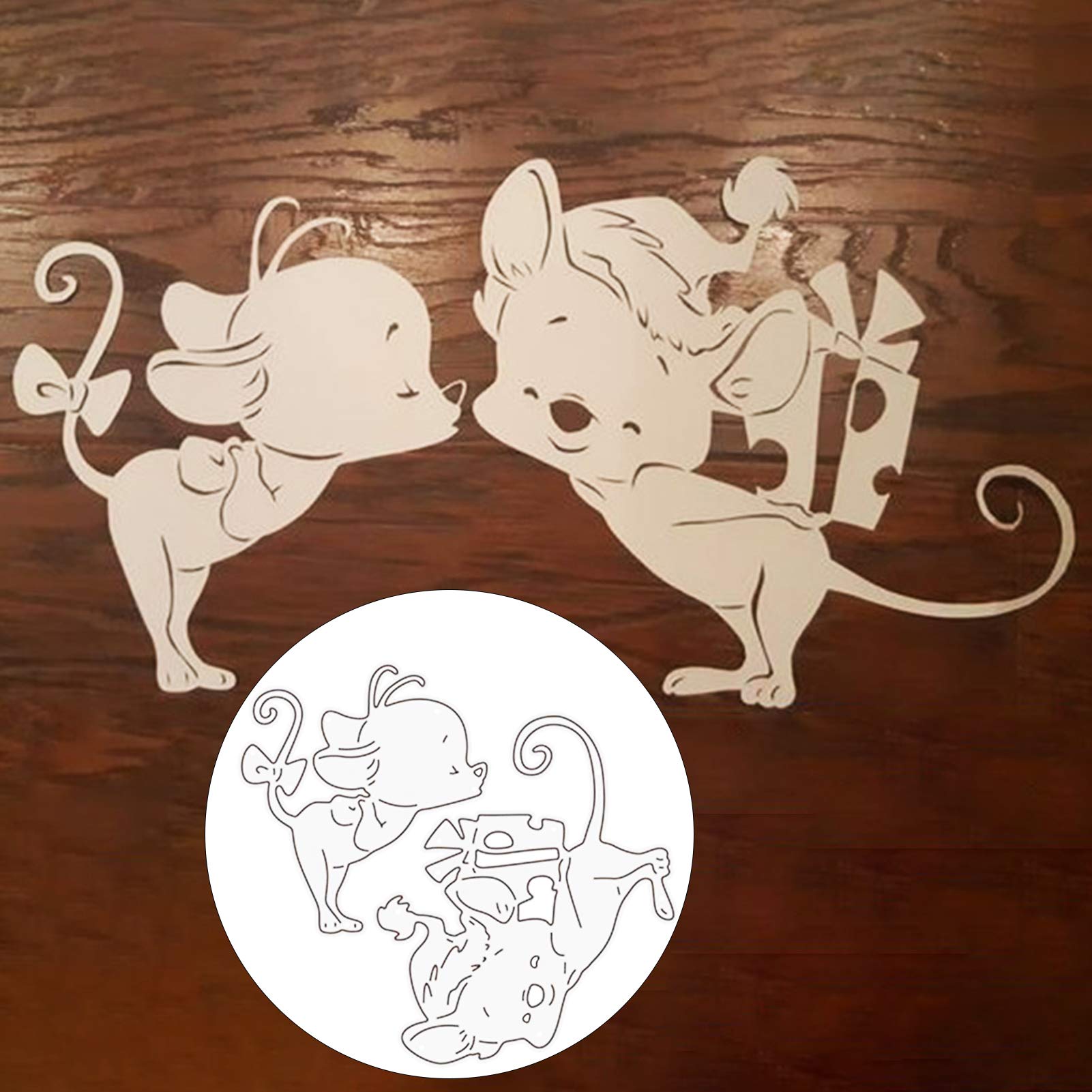 Fustelle a forma di simpatici topi, per realizzare biglietti, stencil per fai da te per album fotografici, decorazioni a goffratura, bigliettini e graziose spille (Cartoon Mouse006