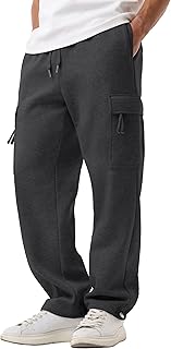 Sailwind Men's Fleece Cargo Sweatpants Casual Loose Fit Heavyweight Pants with Pockets