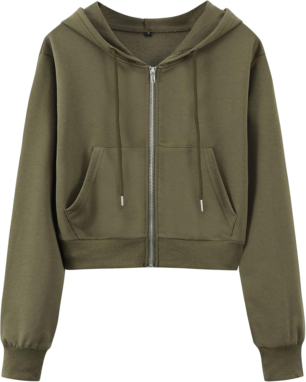 Yimoon Zip Up Hoodie Women Cropped Casual Sweatshirts Workout Long Sleeve Drawstring Hooded Jacket Crop Tops