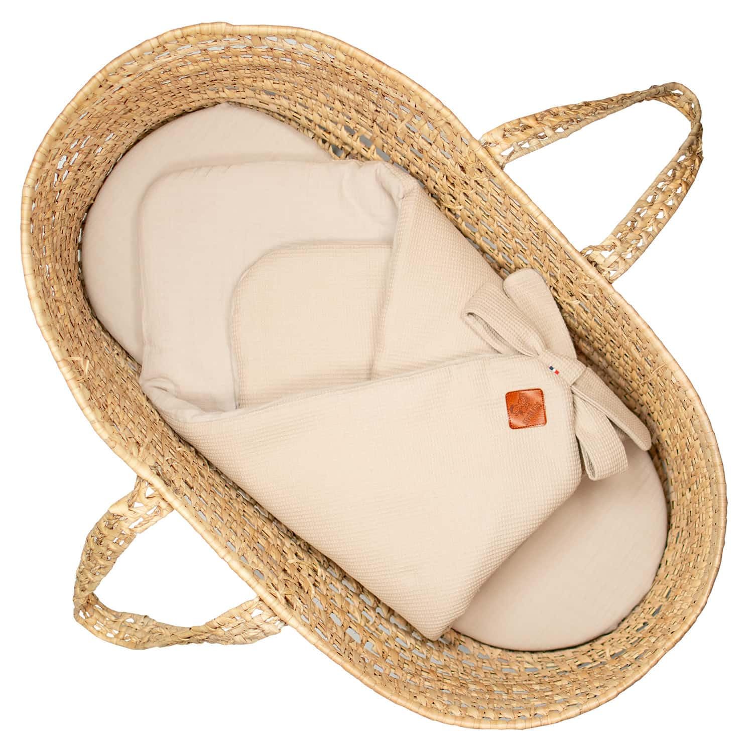 SEVIRA KIDS | Gigoteuse d'emmaillotage en Nid d'abeille - Dès la naissance - 4 mois Beige - Made in France