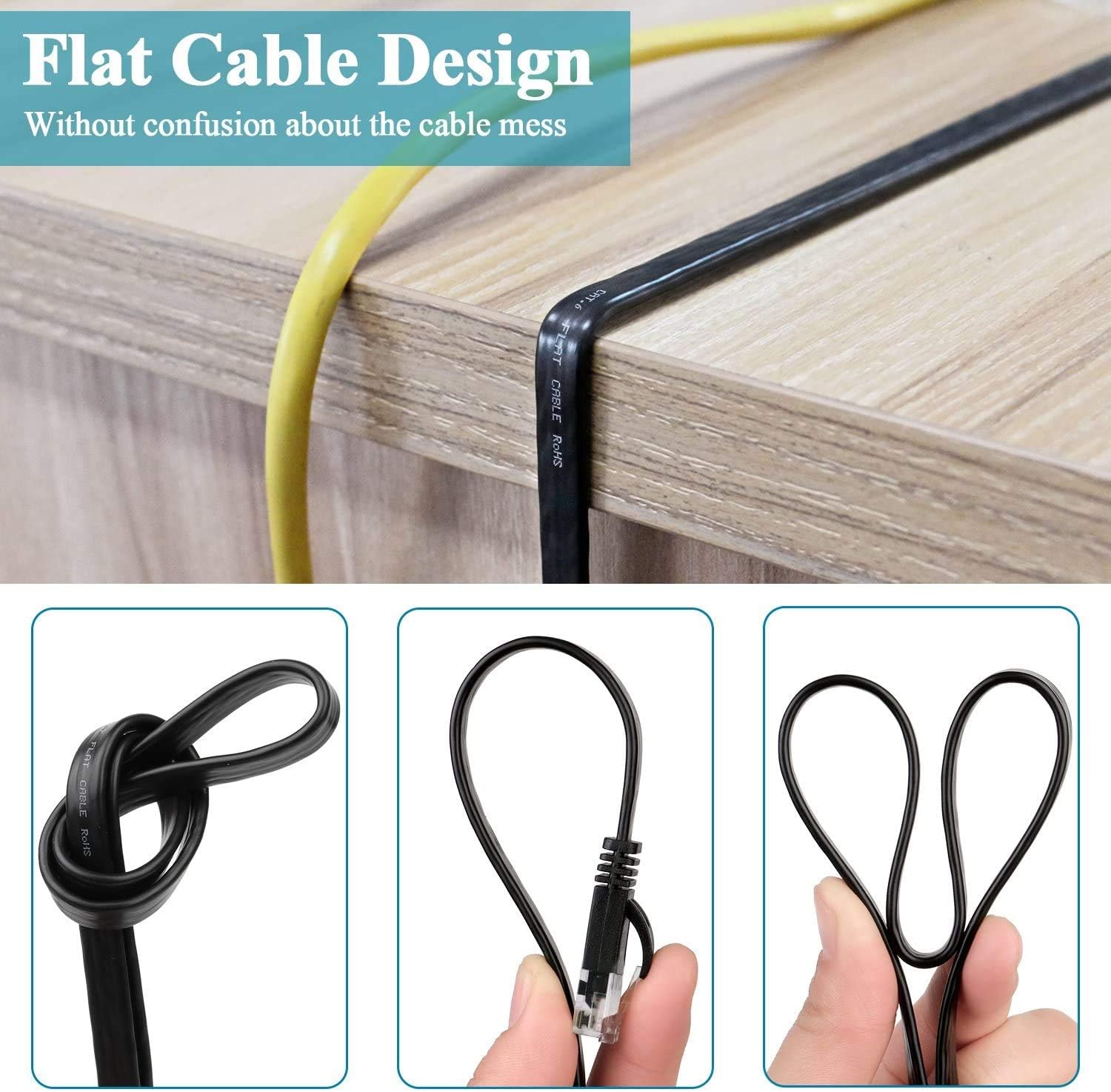 Special Cat 6 Ethernet Cable 50 ft,High Speed Solid Internet Network Cable with Clips,Flat Wire LAN Rj45 Cable Faster Than Cat5e,Cat5 with Snagless Connectors for PS4,Switch Boxes,Modem,Router,Black Popular Cat 6 Ethernet Cable 50 ft,High Speed Solid Internet Network Cable with Clips,Flat Wire LAN Rj45 Cable Faster Than Cat5e,Cat5 with Snagless Connectors for PS4,Switch Boxes,Modem,Router,Black