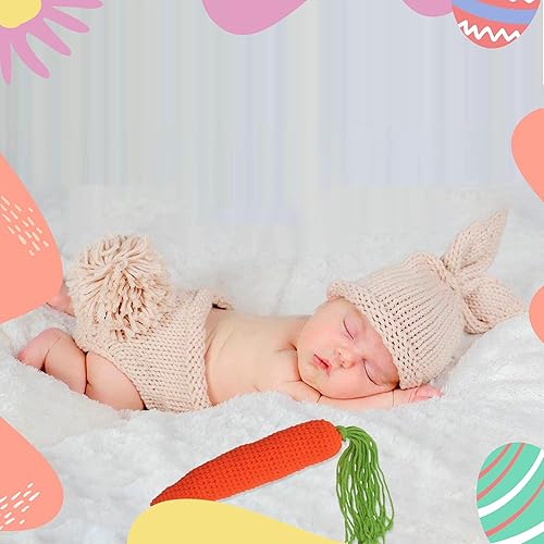 Miniatura 5 de M&G House Conjunto de disfraz de animal para sesión de fotos de punto de ganchillo para recién nacido