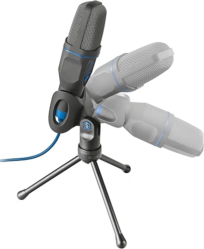 Miniatura 11 de Trust Micrófono de PC Mico, 0.138 in y USB, condensador, soporte de trípode, funciona con laptop, Skype, equipos, Twitch, transmisión, YouTube,