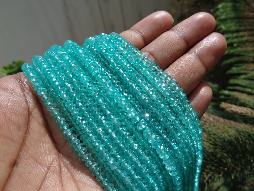 4mm Faceted AAA Natural Green Topaz Rondelle Beads Strand, 13 Inches Long Strand