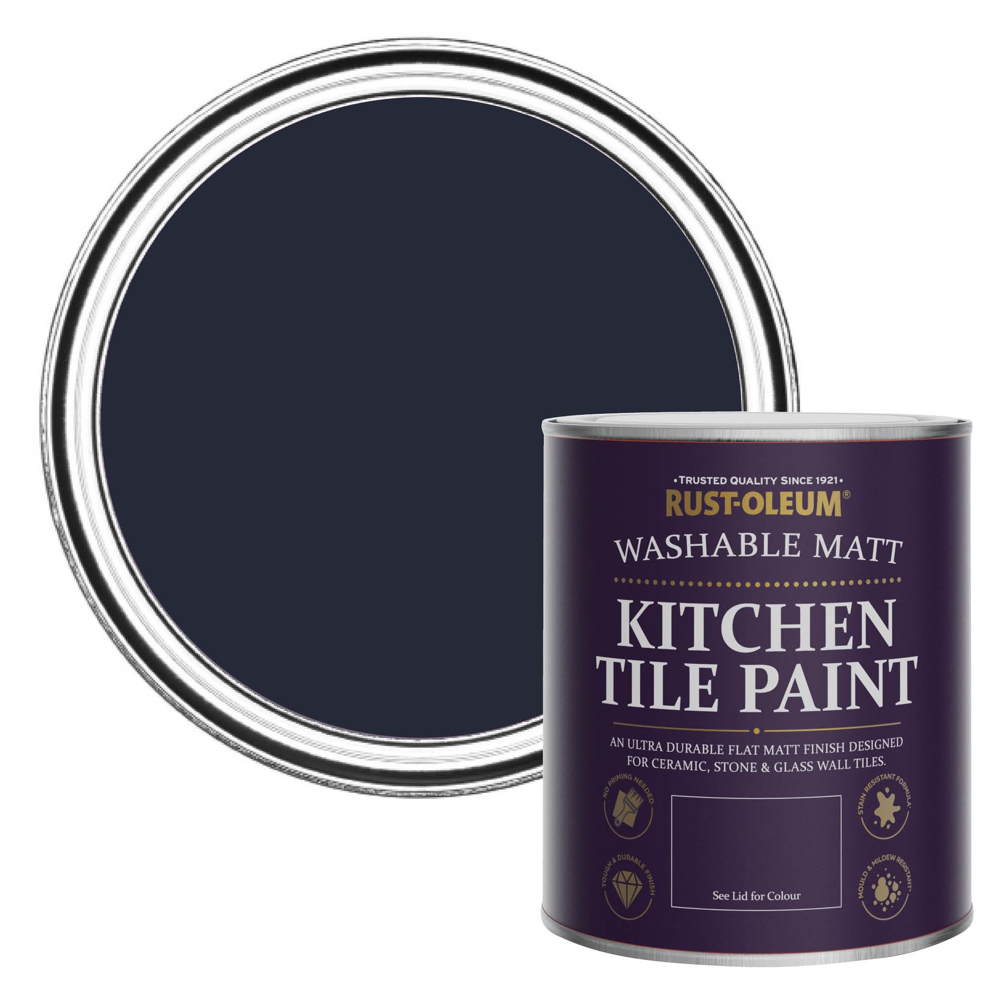 Rust-Oleum Blue Water Resistant Kitchen Tile Paint In Matt Finish - Odyssey 750Ml 5013296801874