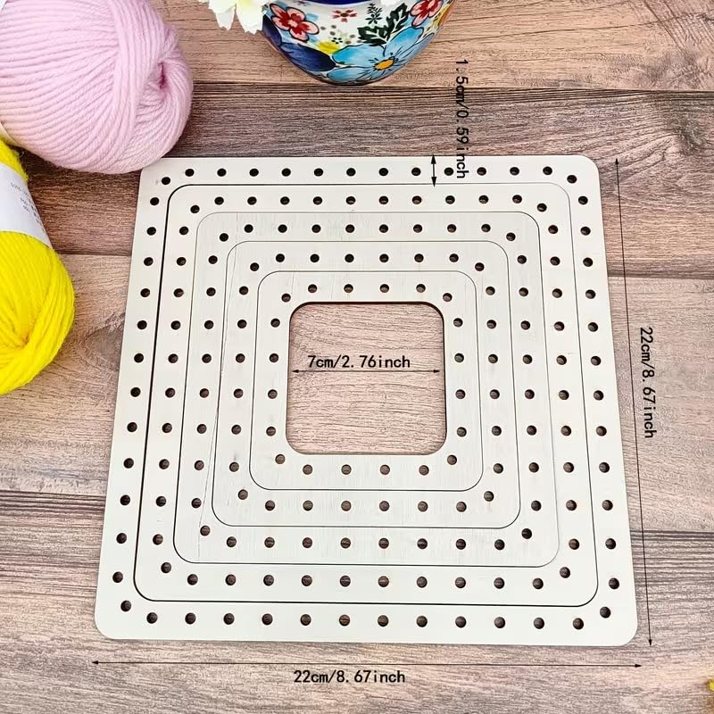Curious Button 5 PCS Square Wooden Weaving Loom Kit with Colorful Needles | DIY Knitting & Sewing Frame for Beginners | Handcrafted Decorative Tapestry Loom Board | Wooden Weaving Tool for Craft & Art Projects 1
