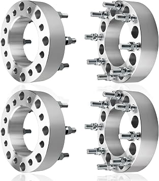 4PCS 8x170 to 8x6.5 Wheel Adapters 1.5 Inch 8x170 to 8x165.1mm Wheel Adapter 130mm Hub Bore with 14x1.5 Studs Compatible for Ford F-250 F-350 Super Duty Excursion 1999-2022 Silver