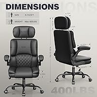 Vista 2 de Silla ergonómica de oficina ejecutiva, silla de computadora con reposacabezas ajustable, silla de escritorio de piel sintética, silla giratoria