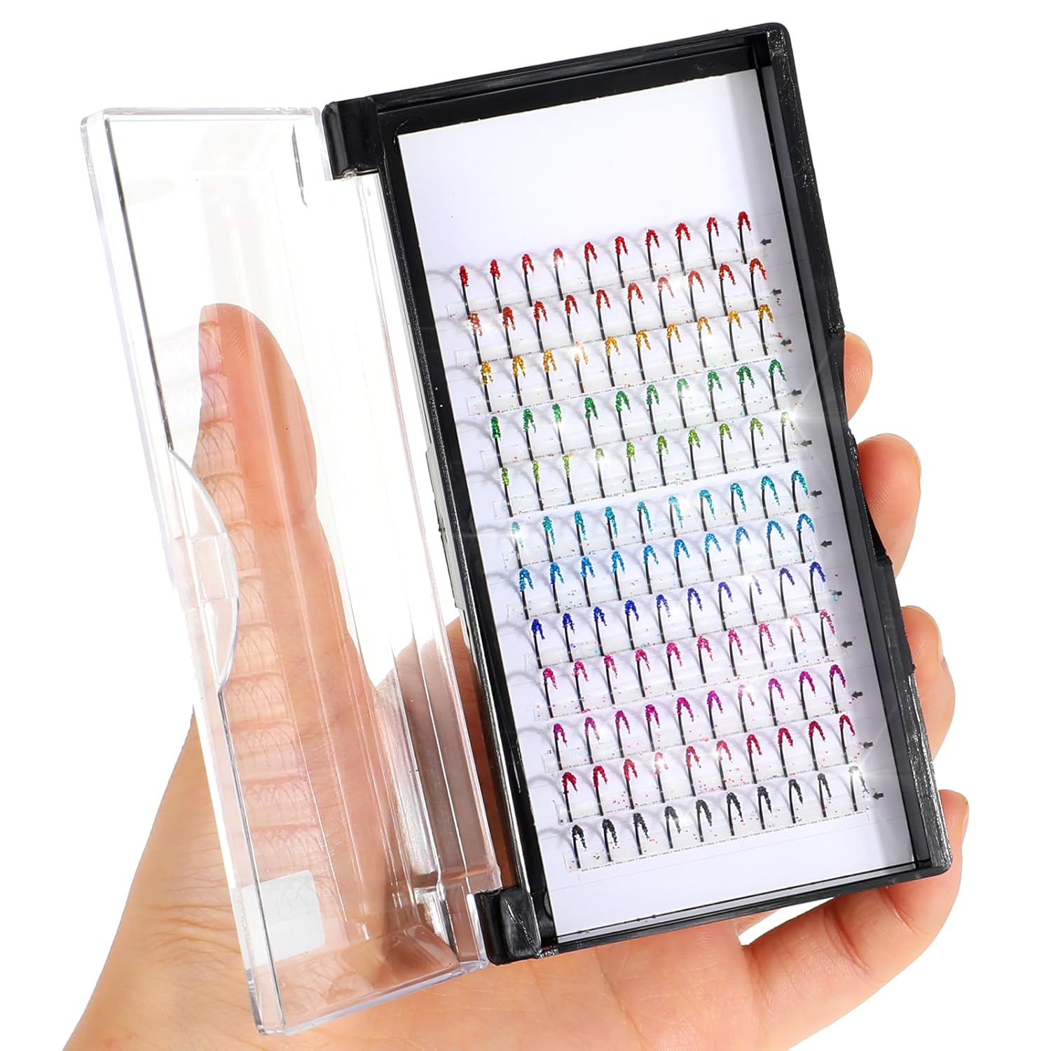 COMNICO Glitter Lash Extensions 120 Pcs 12 Colored Wide Individual Lashes Cluster DIY Eyelash Extensions Single Eye Lash
