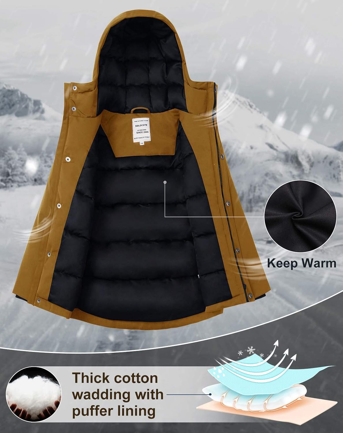 SOLOCOTE Boys Coats Kids Winter Jacket Warm Thick Heavyweight Tough Long Windproof Outwear with Hood - Image 4