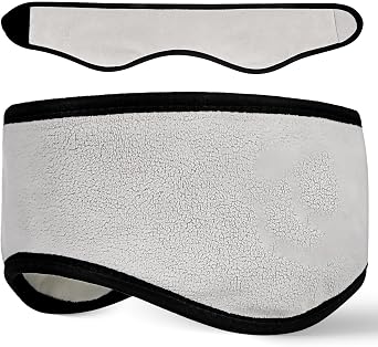 Unisex Sleep Mask 2-in-1 Warm Earmuffs Adjustable Soft Comfortable Eye Mask Large Blackout Eye Cover for SleepingGrey
