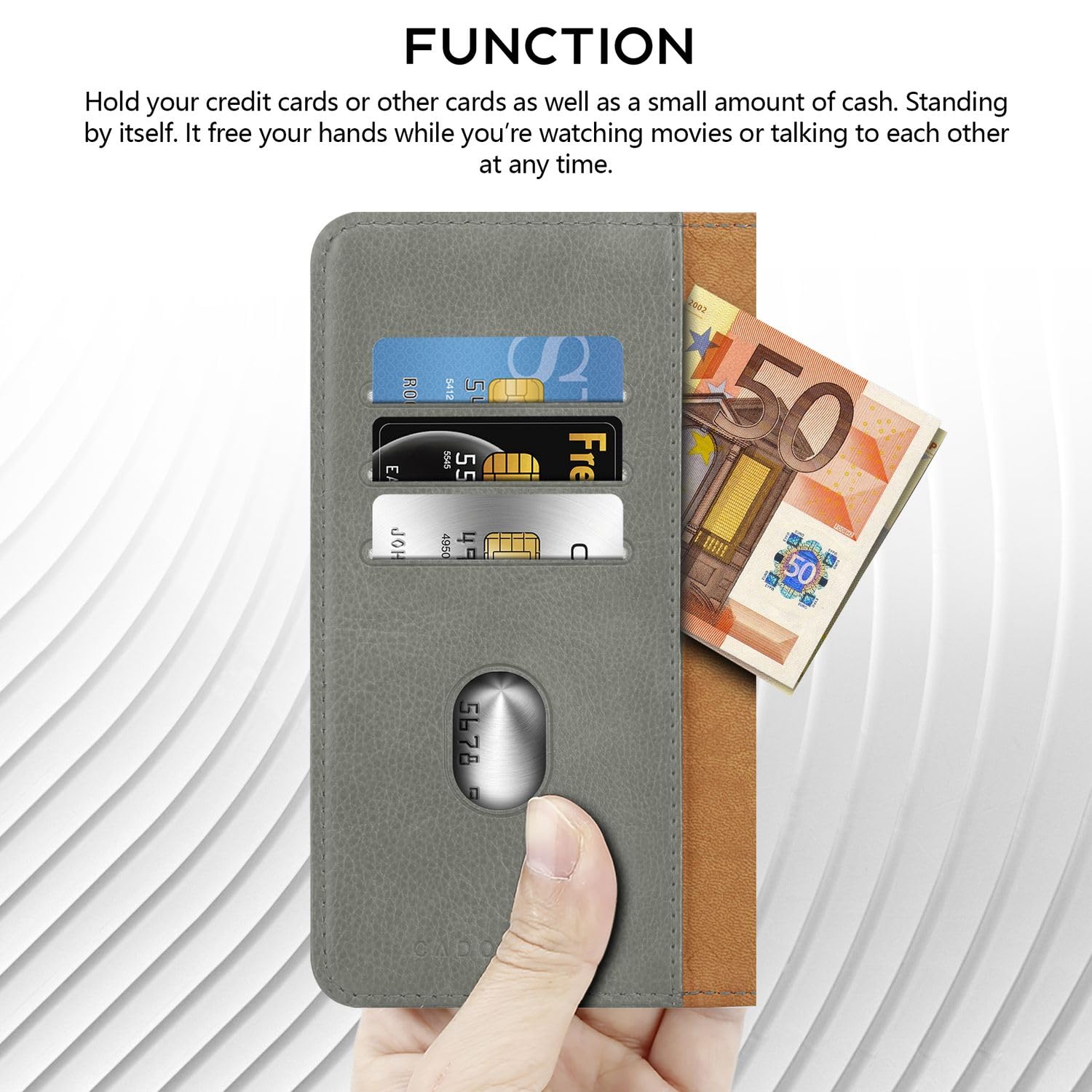Cadorabo flip case kompatybilny z Vivo Y83 etui na telefon komórkowy z kieszenią na kartę, 360 stopni ochronne etui z klapką -PU skórzane etui składane SZARY