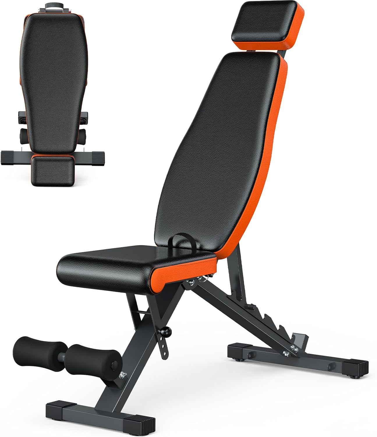 8 Positions Adjustable Weight Bench With Extended Headrest,Foldable Workout Bench Olympic Weight Bench for Home Gym Full Body Strength Training,Support up to 800lbs