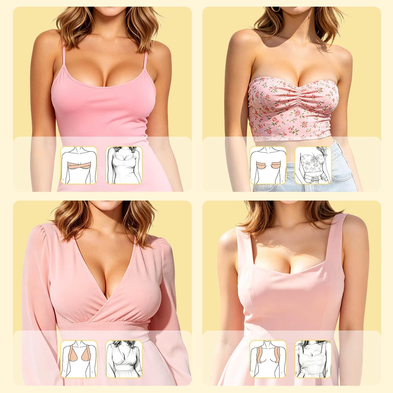 Adamotto Silicone Breast Lift Tape, 6Pcs Soft Stretch Boob Tape for Women