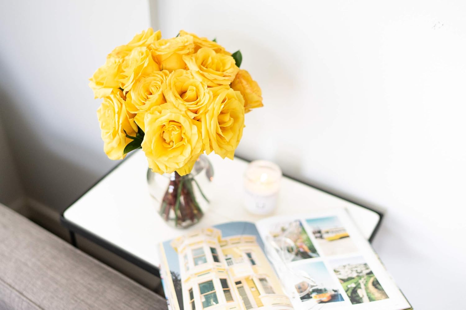 From You Flowers - One Dozen Yellow Roses with Glass Vase | Fresh Flower Bouquets for Birthday, Anniversary, Get Well or Celebration