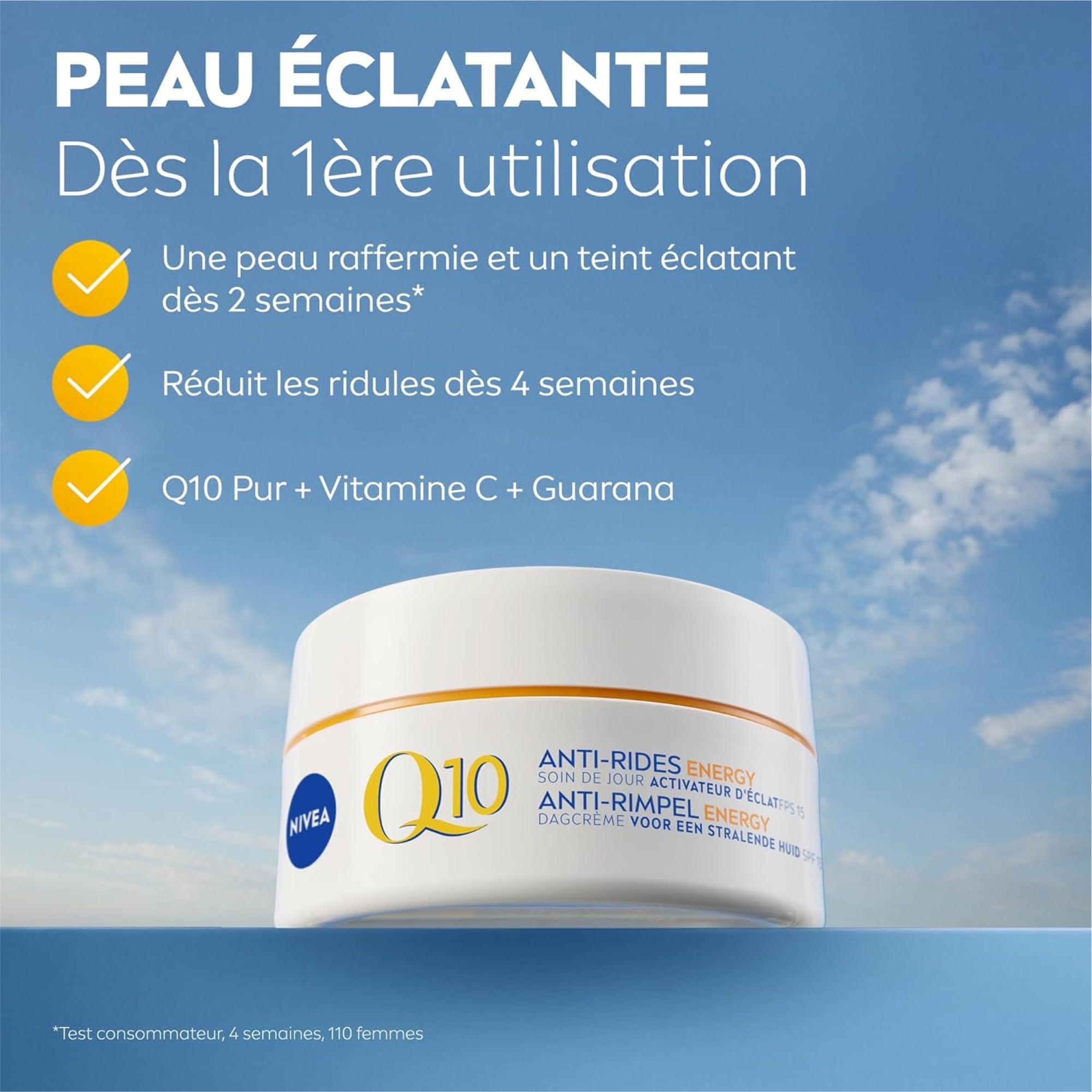 NIVEA Coffret Visage Q10 Energy (1 x 1 pce) - Soins visage anti-rides - Routine crème hydratante visage et éclat à la Vitamine C - Crème jour FPS15 + crème nuit énergisante peaux ternes & fatiguées