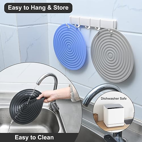 Miniatura 7 de Smithcraft Salvamanteles de silicona para platos calientes, ollas y sartenes, alfombrillas de salvamanteles para cocina, encimera de alfombrilla