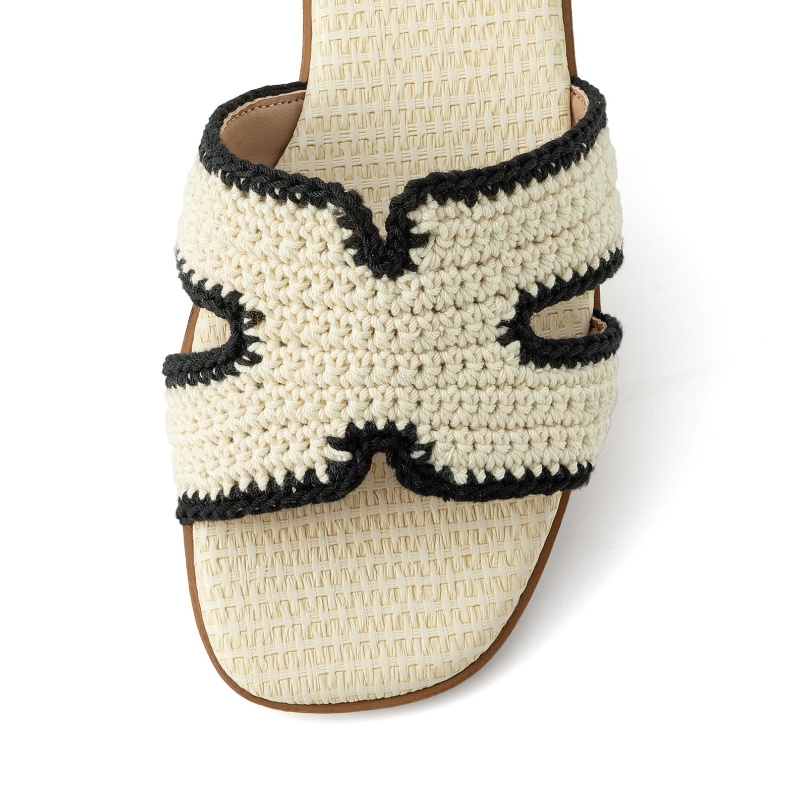 Rihero Women's Dressy Flat Sandals Comfortable Slip On Leather Slide Sandals: 7.5 Cream