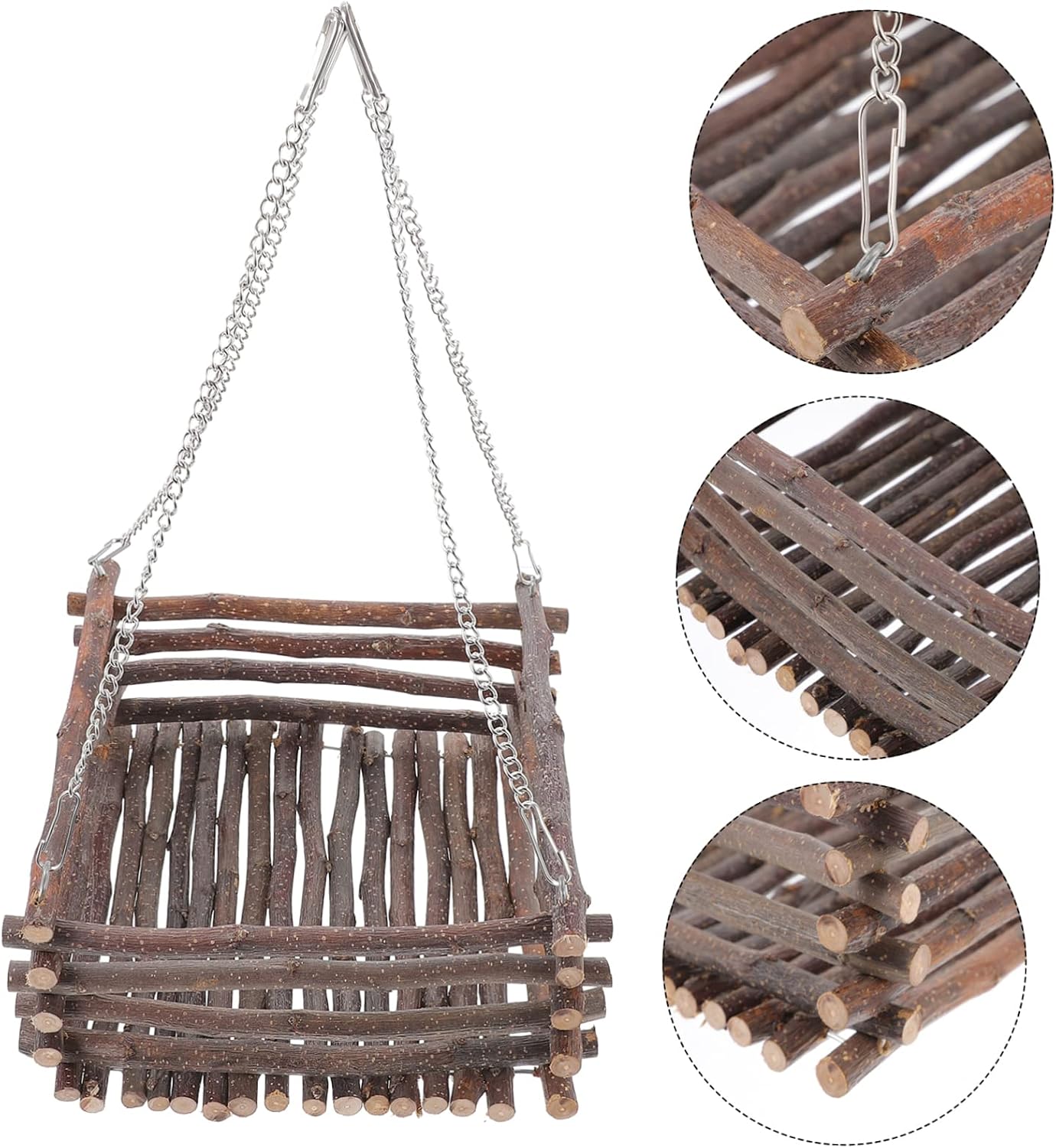 Wooden PET Hammock for Hamsters and Squirrels Rabbit Apple Branch Fall Chinchilla Jumping Platform Hamster Cage Decor Detachable Features