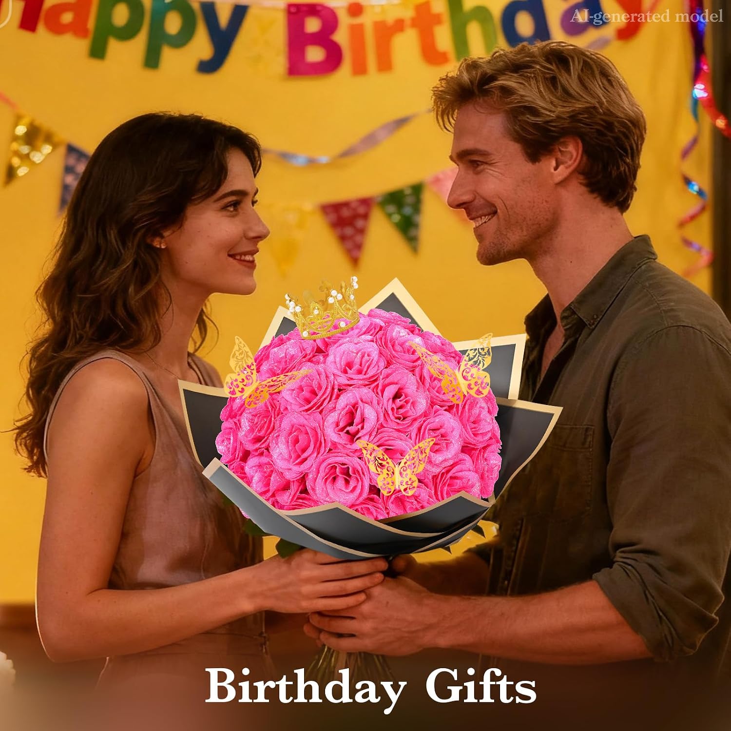 Waipfaru Glitter Roses Bouquet, DIY Fake Flowers Bouquet, Birthday Gifts image 2