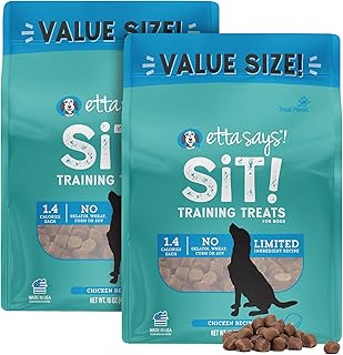 etta says! Sit Training Treats - All Natural Chicken Soft Treats for Dogs - Made in The USA - Soft & Chewy for Small, Medium & Large Dogs or Puppies - 2 Pack