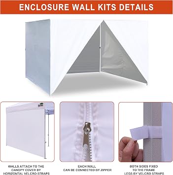 Eurmax USA Full Zippered Walls for 8x8 Easy Pop Up Canopy Tent,4 Walls ONLY(Royal Blue)