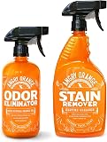 ANGRY ORANGE 24oz Pet Odor Eliminator & 32oz Enzyme Stain Remover – 2-Pack Citrus Cleaner for Dog, Cat, and Small Animal Odor & Stains