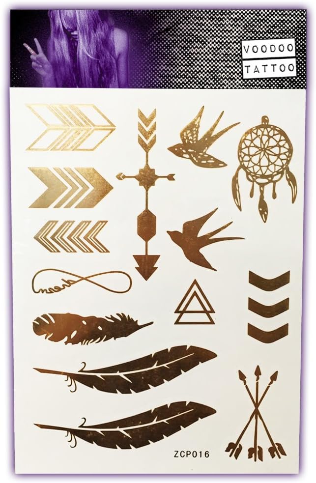 GODDESS EDITION - Gold Temporary Tattoos + Silver and Black - by Voodoo Tattoo (Aphrodite)