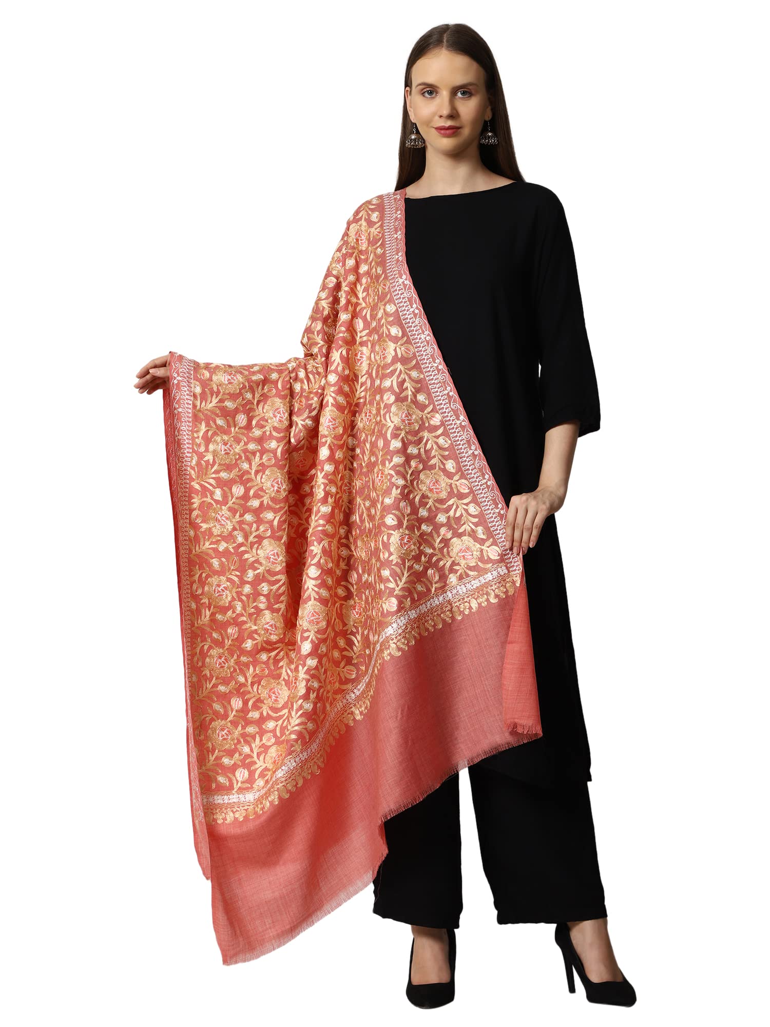 Women's Kashmiri Aari Embroidered Wool Shawl (2516)-image-39
