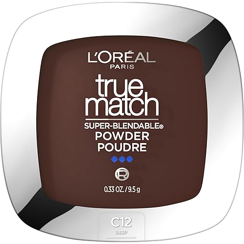 L'Oreal Paris True Match Super Blendable Oil Free Powder Foundation, C12 Deep, 0.33 oz