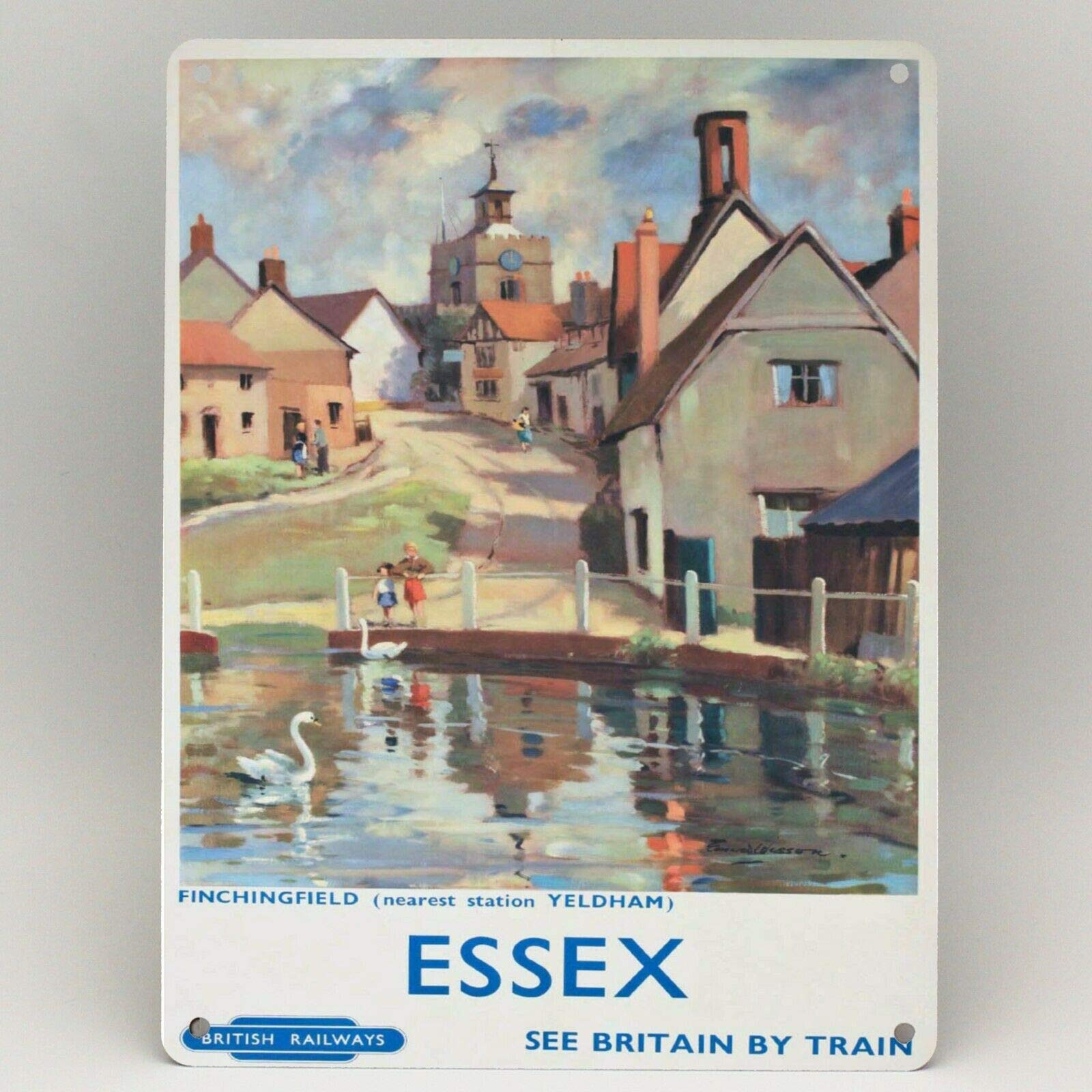Biopracess Metalpostera43744 Essex Railway Poster Metal Sign Wesson Finchingfield British Rail Travel Metal Tin Sign 8X12 Inches