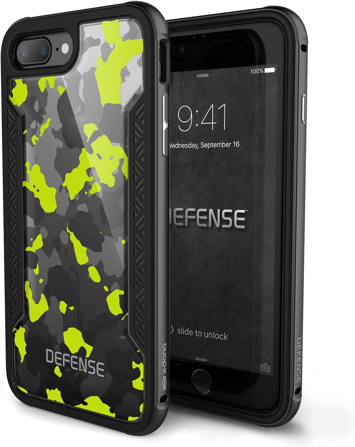 iPhone 7 Plus Case, X-Doria Defense Shield Series - Military Grade Drop Tested, Anodized Aluminum, TPU, and Polycarbonate Protective Case for Apple iPhone 7 Plus, [Yellow Camo]